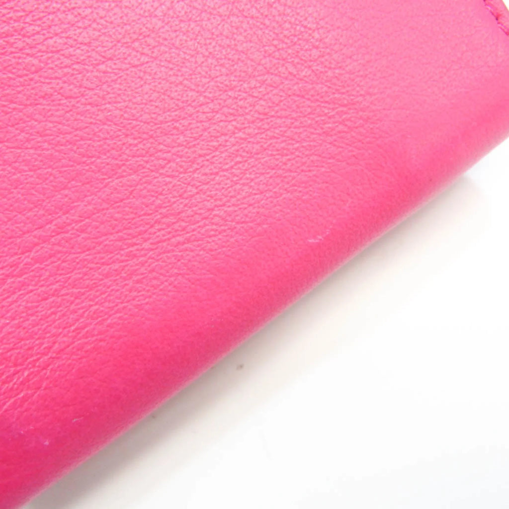 Pre-Owned Balenciaga Papier Mini Wallet 391446 Women's Leather Wallet (tri-fold) Pink (Good)