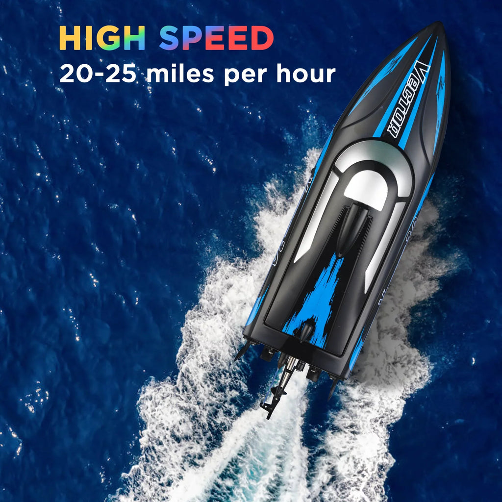 Remote Control Boat for Pools & Lakes, Campmoy Udi001 Venom Fast RC Boat for Kids & Adults, Self Righting Remote Controlled Boat W/Extra Battery (Dark Blue)