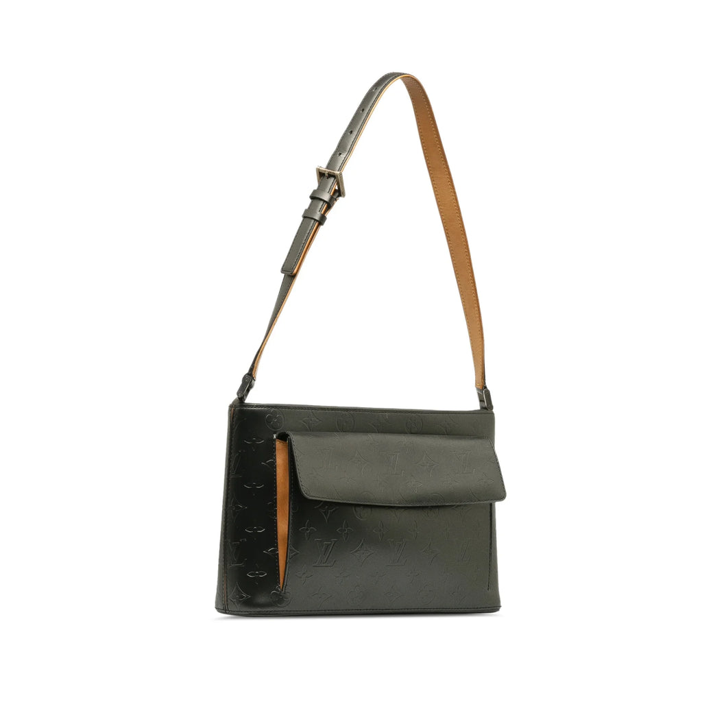 Pre-Owned Authenticated Louis Vuitton Monogram Mat Alston Calf Leather Gray Shoulder Bag Unisex (Good)