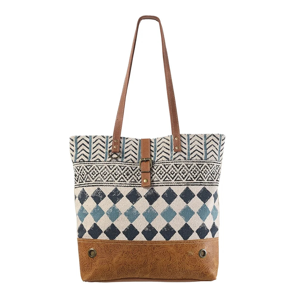 KB OHLAY KB239 TOTE Upcycled Wool Upcycled Canvas Embossed Genuine Leather women bag western handbag purse