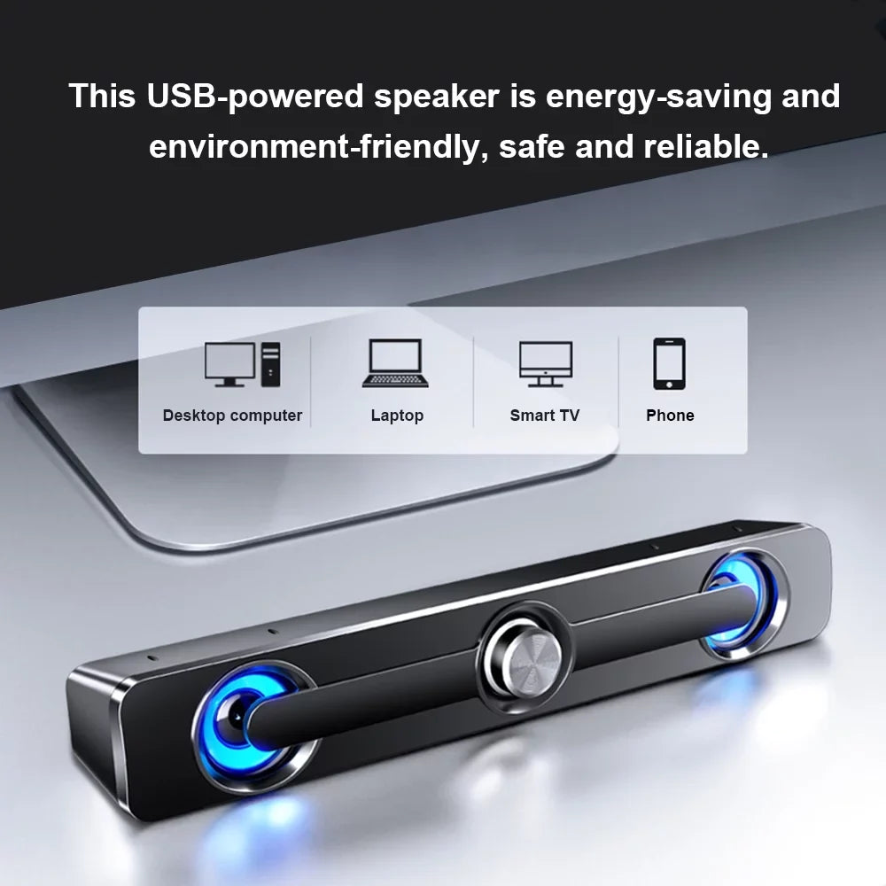 Radirus V-111 Computer Speaker, USB Wired Powerful Bar Stereo Subwoofer Bass Speaker, Surround Sound Box for PC Laptop Phone Tablet MP3 MP4, Audio Equipment for Home Theater-Like Audio Quality