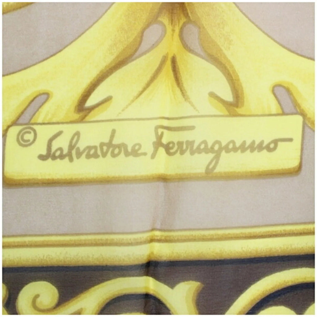 Pre-Owned Salvatore Ferragamo Large Silk Scarf Muffler Tiger Pattern Wine x Beige Women's (Good)