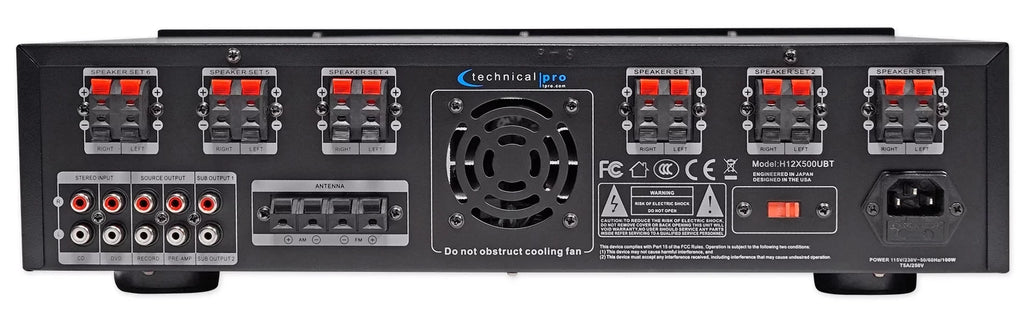 6000w 6) Zone, Home Theater Bluetooth Receiver+(12) Jet 6.5" Ceiling Speakers