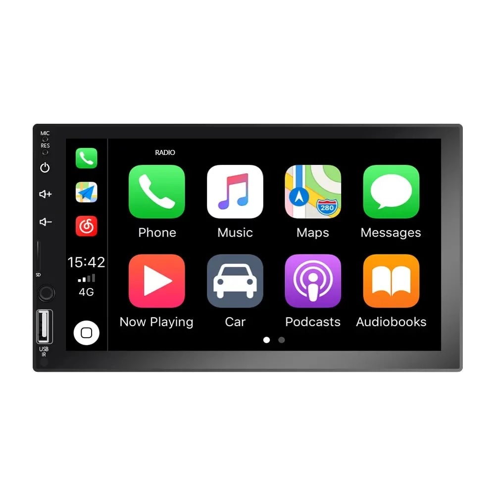 2 Din Car Stereo 7" Touch Screen Multimedia Player for Car Play MP5 with Rear View Camera/Android Auto/Autoradio/IOS/Bluetooth/USB/TF