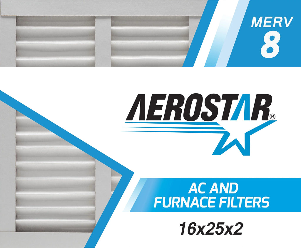 Aerostar 16x25x2 MERV 8, Air Filter, 16x25x2, Box of 4