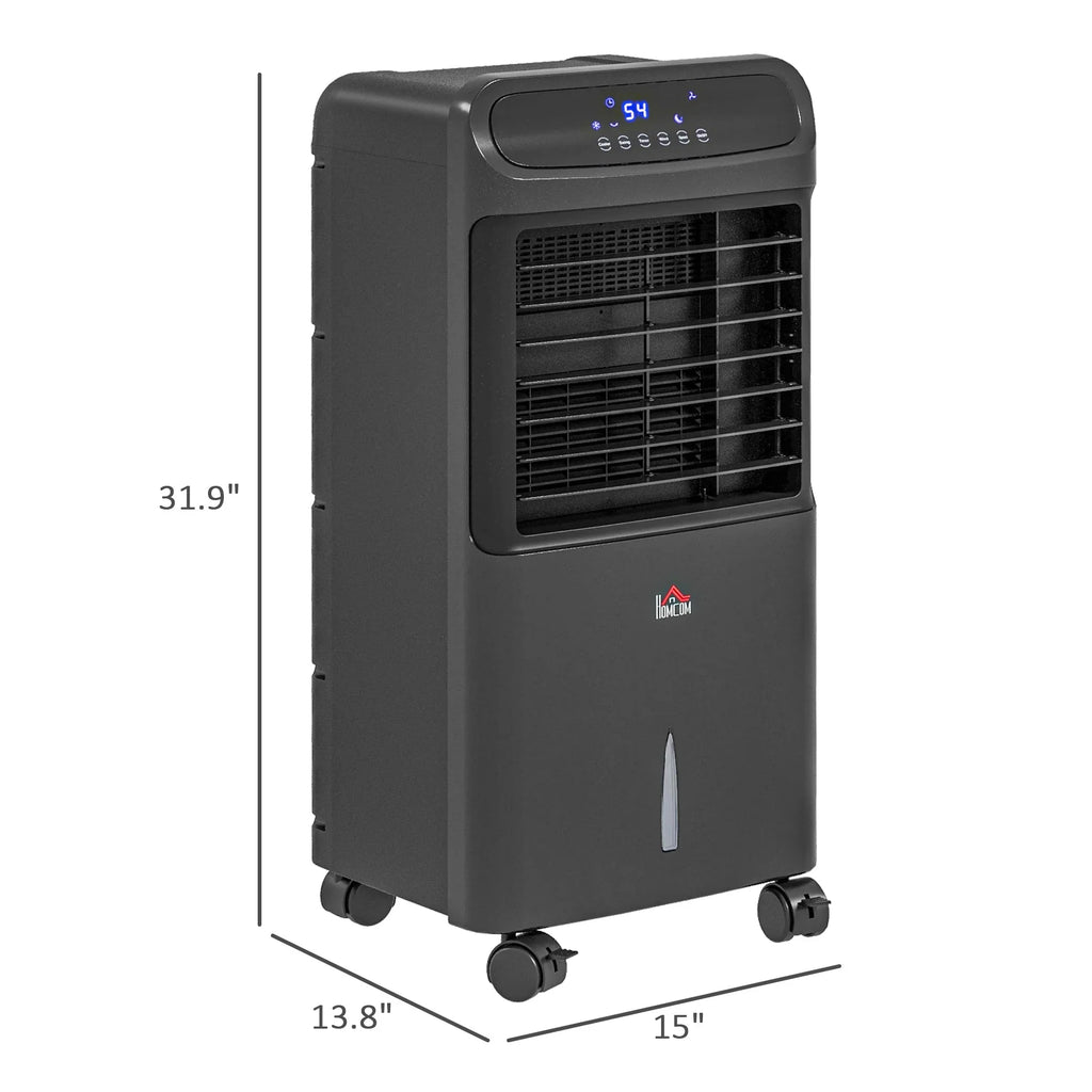 HOMCOM 3-In-1 Mobile Evaporative Air Cooler with Remote Oscillating Ebony