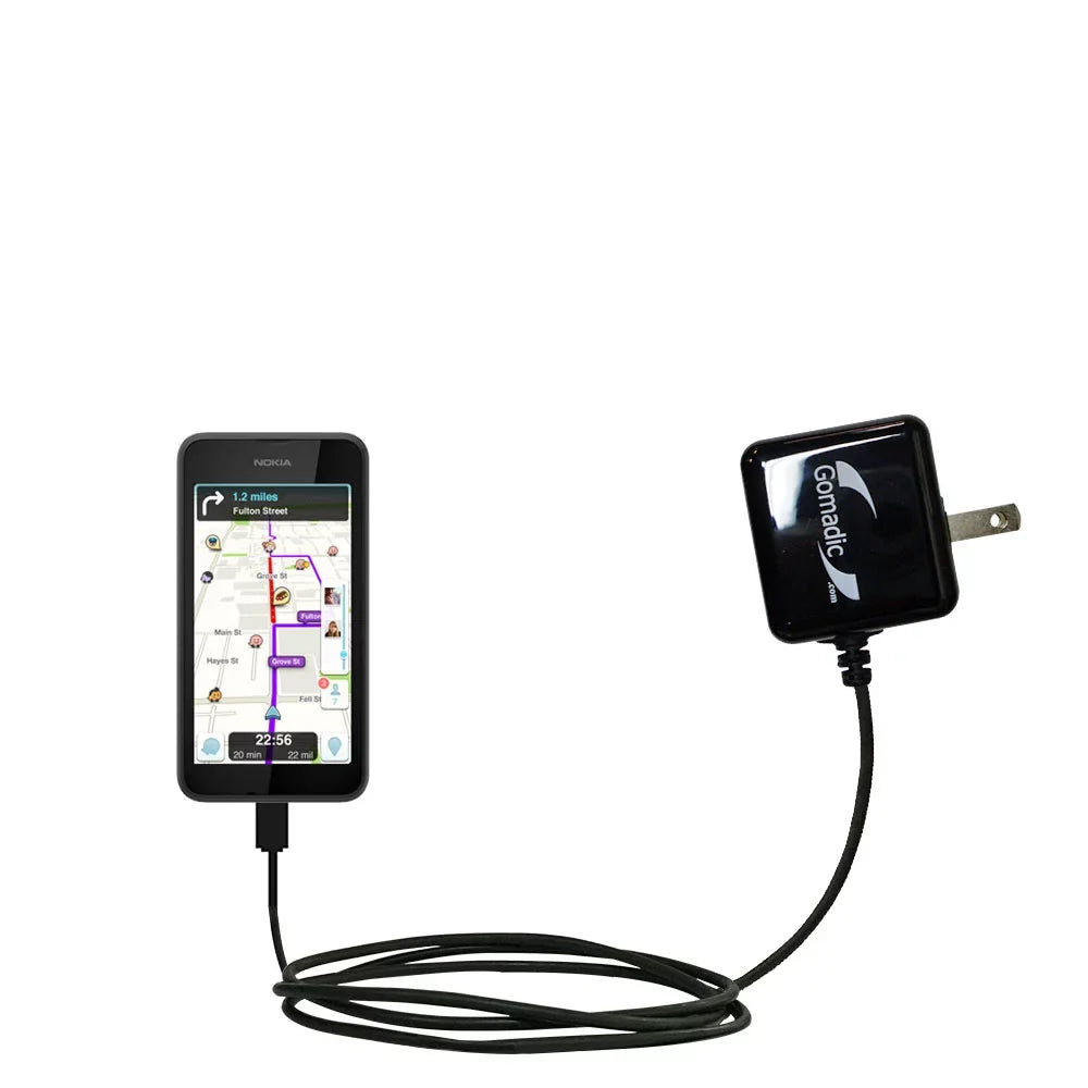 Gomadic ligent Compact AC Home Wall Charger suitable for the Nokia Lumia 530 - High output power with a convenient, foldable plug design - Uses T