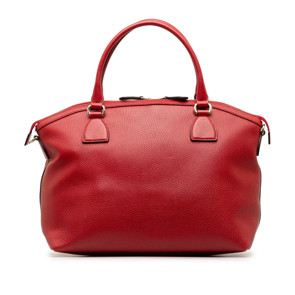 Pre-Owned Authenticated Gucci Convertible GG Charm Dome Satchel Calf Leather Red Unisex (Good)