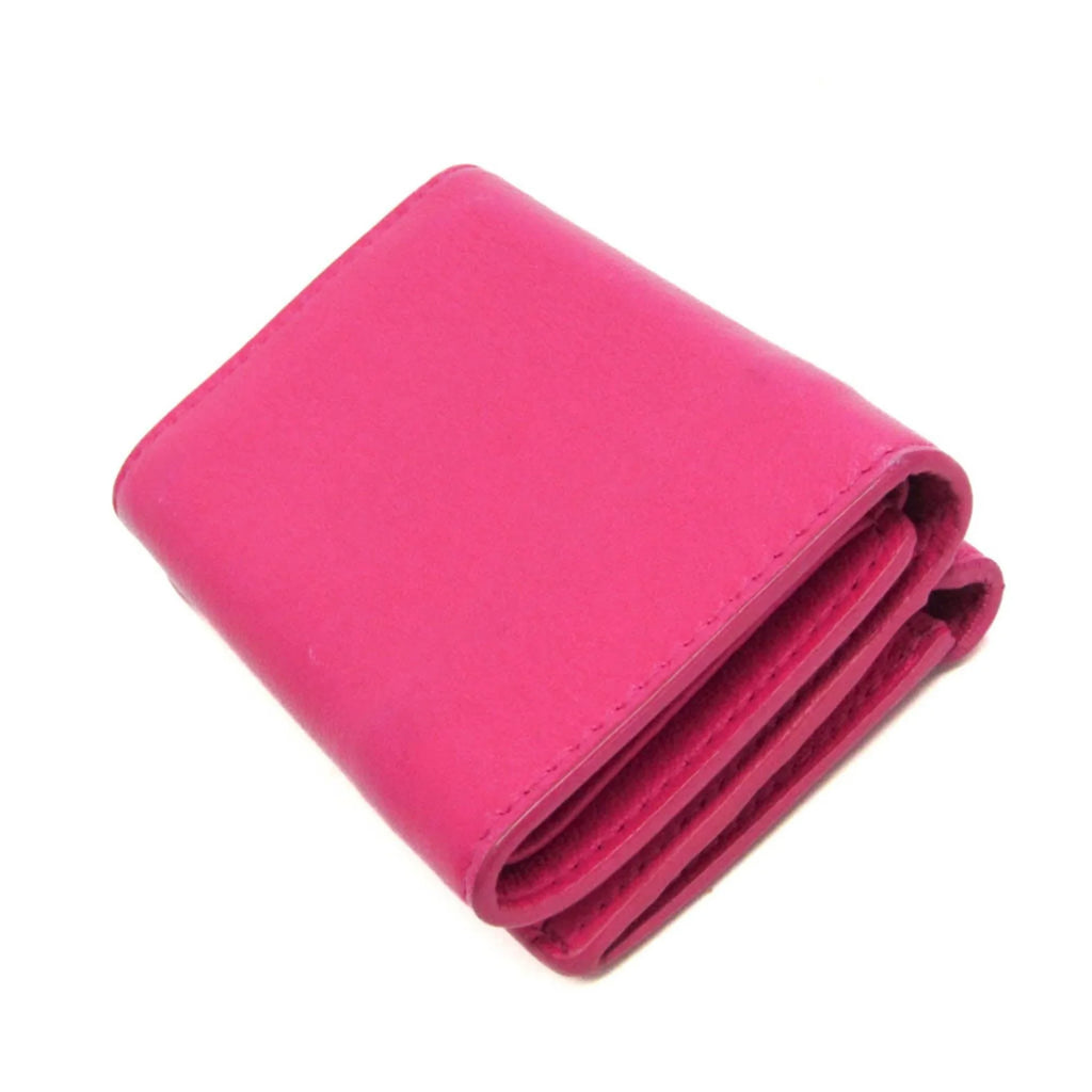 Pre-Owned Balenciaga Papier Mini Wallet 391446 Women's Leather Wallet (tri-fold) Pink (Good)