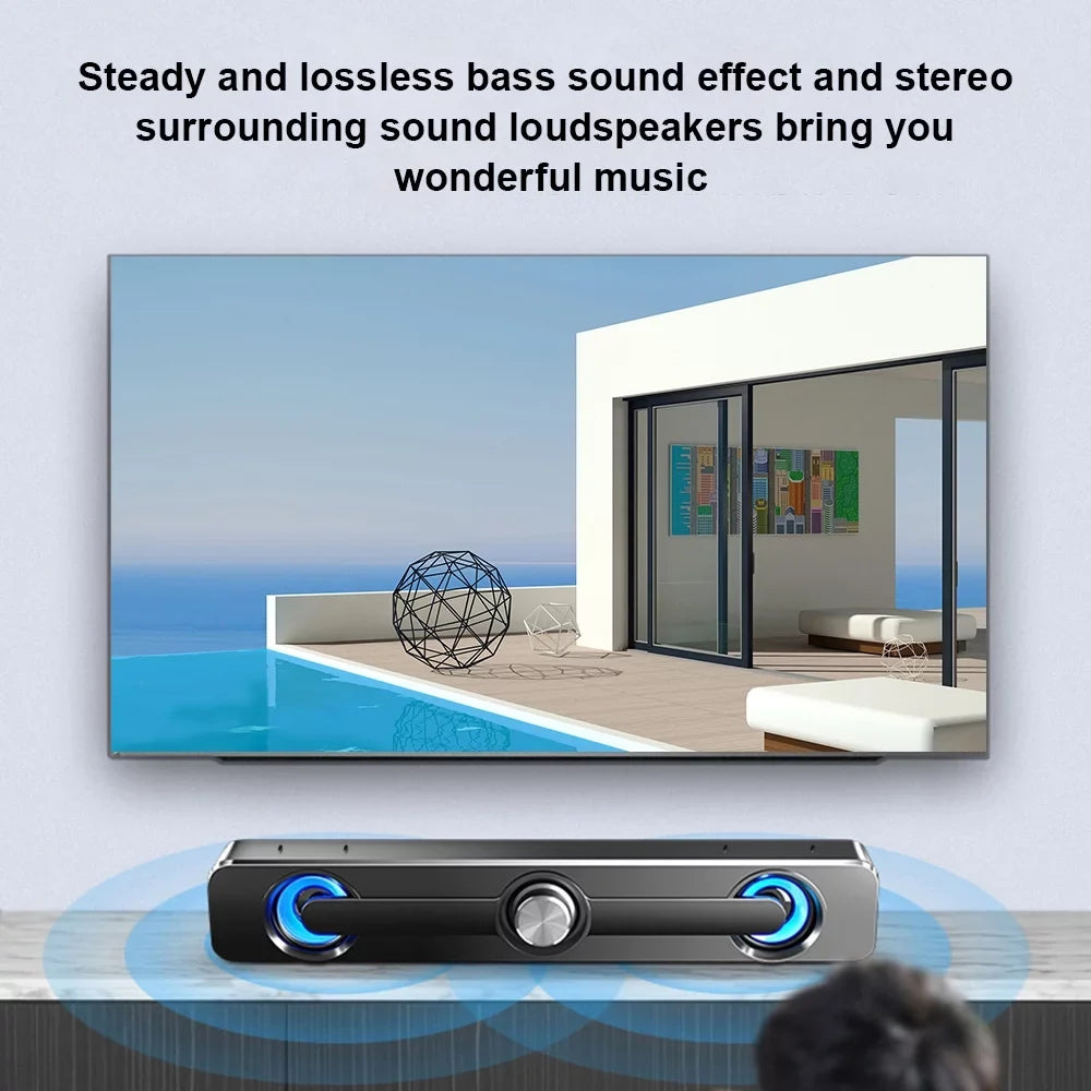 Radirus V-111 Computer Speaker, USB Wired Powerful Bar Stereo Subwoofer Bass Speaker, Surround Sound Box for PC Laptop Phone Tablet MP3 MP4, Audio Equipment for Home Theater-Like Audio Quality