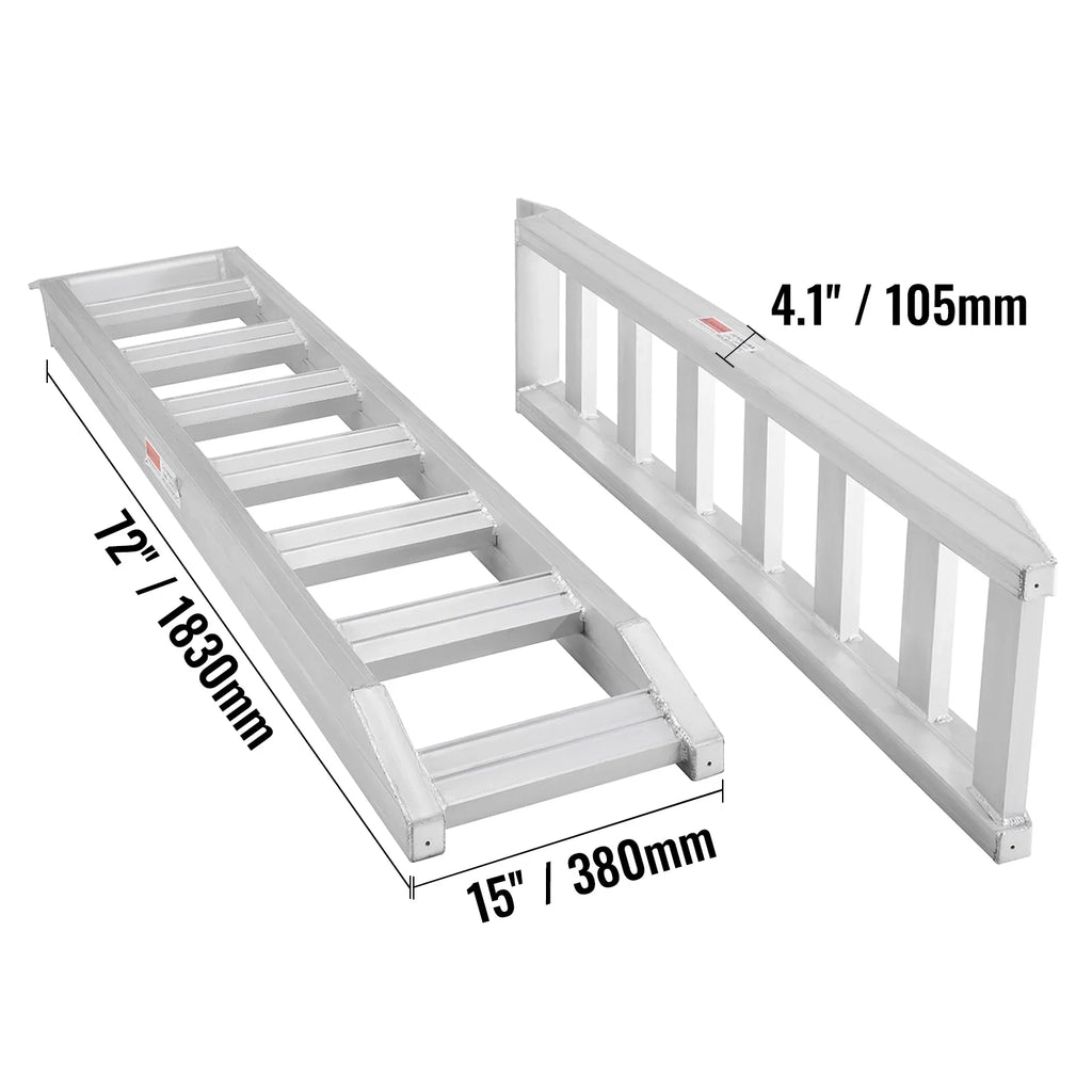 BENTISM Aluminum Truck Loading Ramps 8810 lb/4 Ton 72" x 15" Durable Flat Ends Non-slip Portable Truck Ramps for Tractors ATVs UTVs Motorcycles Vehicle
