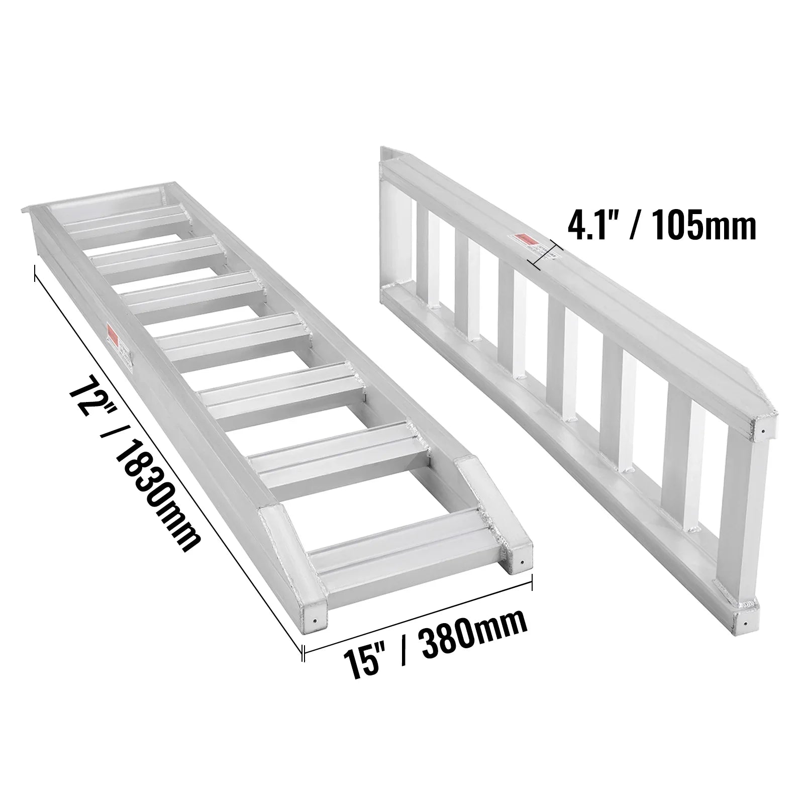 BENTISM Aluminum Truck Loading Ramps 8810 lb/4 Ton 72" x 15" Durable Flat Ends Non-slip Portable Truck Ramps for Tractors ATVs UTVs Motorcycles Vehicle