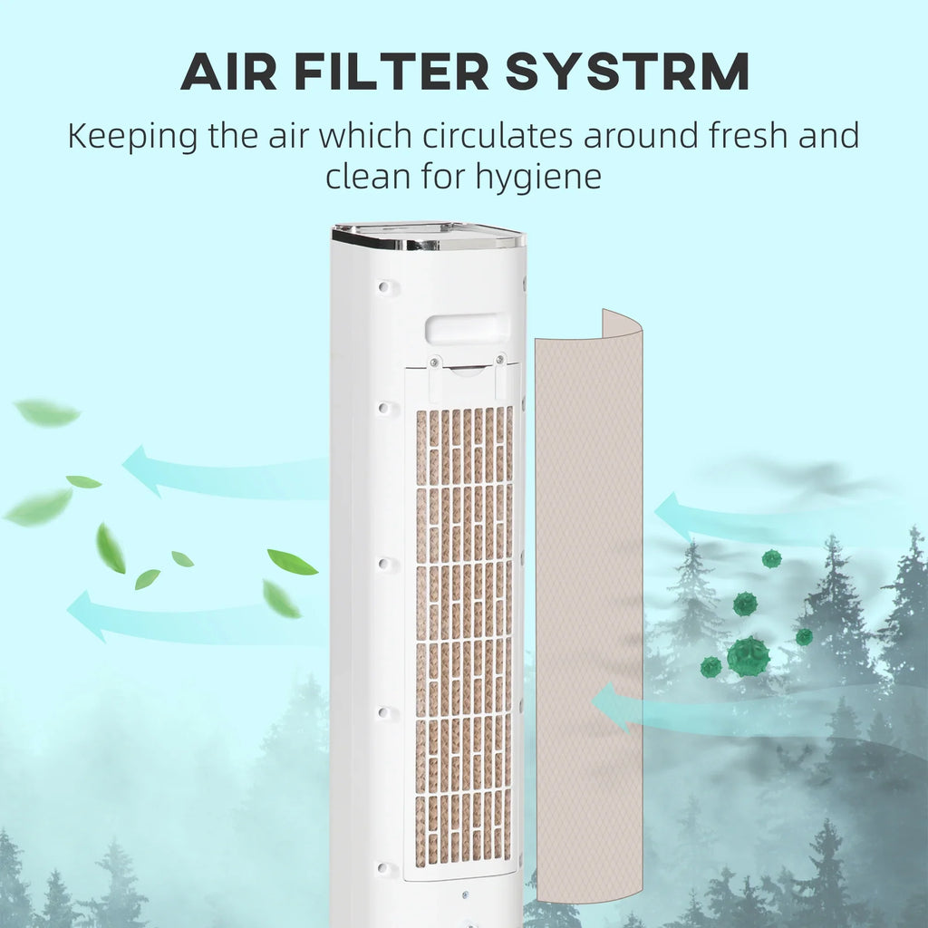 HOMCOM 42" Portable Evaporative Air Cooler, 3-In-1 Ice Cooling Fan Humidifier with Remote, Timer, Oscillating, LED Display, and 1.6 Gal Water Tank, White