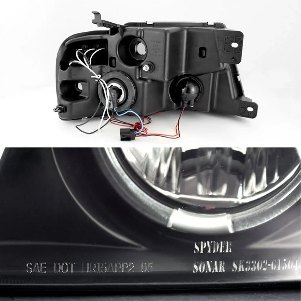 For 04-08 F150 Ebony Smoke Halo Projector LED Headlights + Full LED Taillights Fits select: 2004-2008 FORD F150