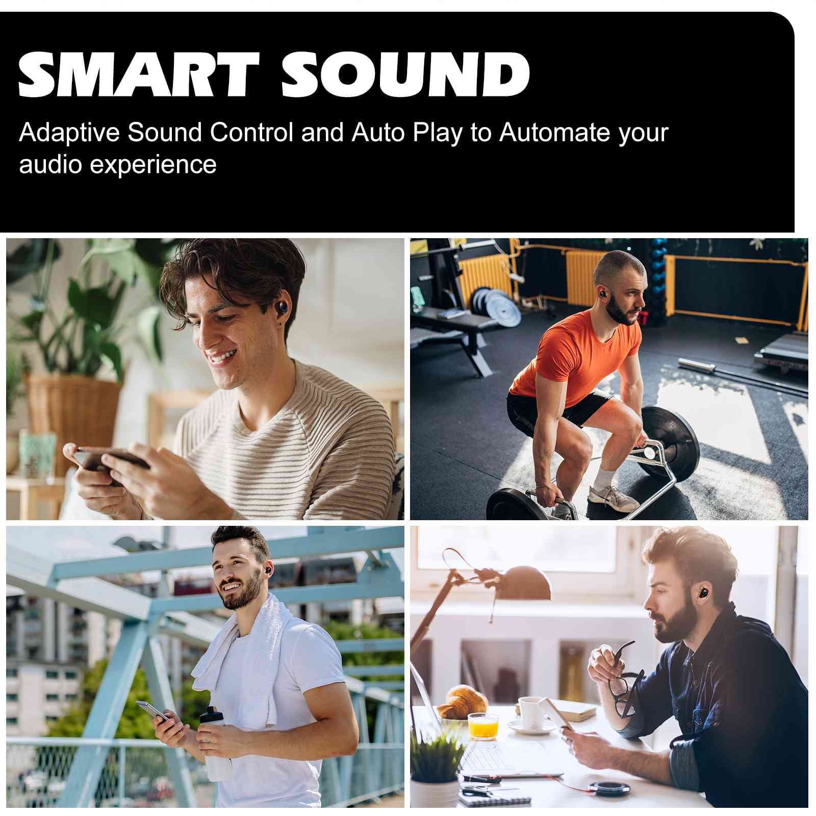 UrbanX True Wireless Bluetooth Earbuds + Charging Case, Ebony Dual Connect, IPX5 Water Resistance, Bluetooth 5.2 Connection, Balanced, Bass Boost Compatible with Tab V7