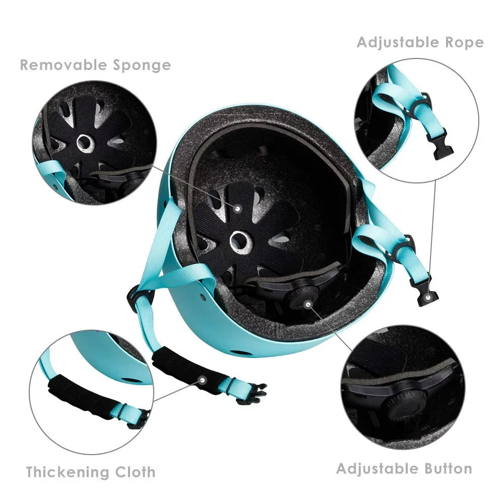 S SPOFINE Kids Bike Helmet, Toddler Helmet for Youth Adult, Knee Pad Elbow Pad Wrist Guard Protective Gear Set for Skateboard, Bike, Skating, Cycling Blue Medium
