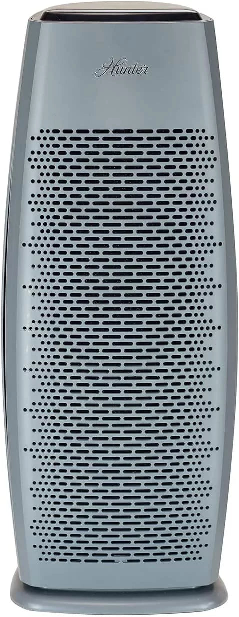 Open Box Hunter Tall Tower Air Purifier True HEPA Filter Accent Light 600GR - Graphite