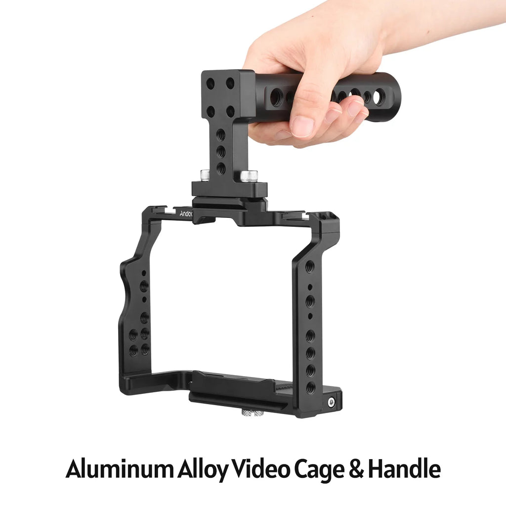 7299 Video Cage + Handle Kit Aluminum Alloy with Dual Cold Shoe Mounts Numerous 14 Inch Threads Replacement for A7IV/ A7III/ A7II/ A7R III/ A7R II/ A7S II