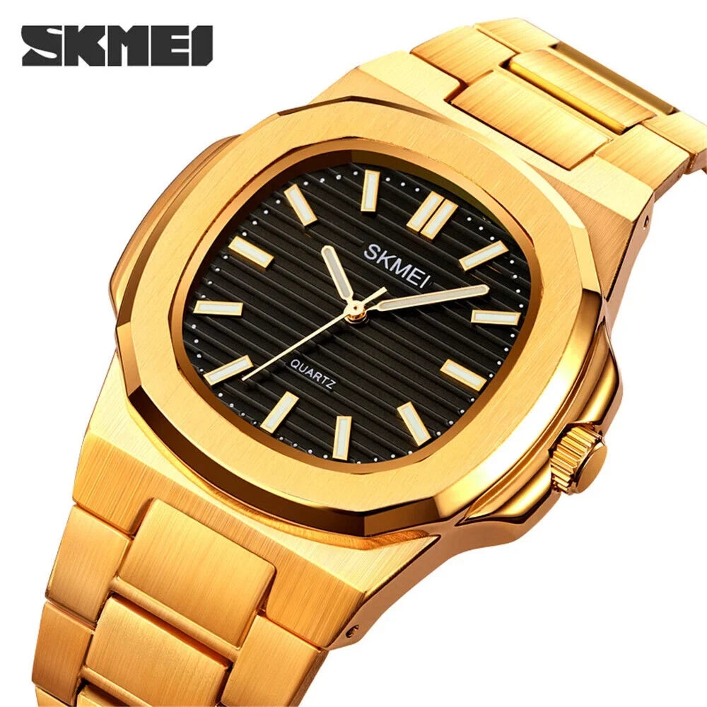 Men Quartz Watch Luxury Gold Steel Male Wristwatch For Business Gift