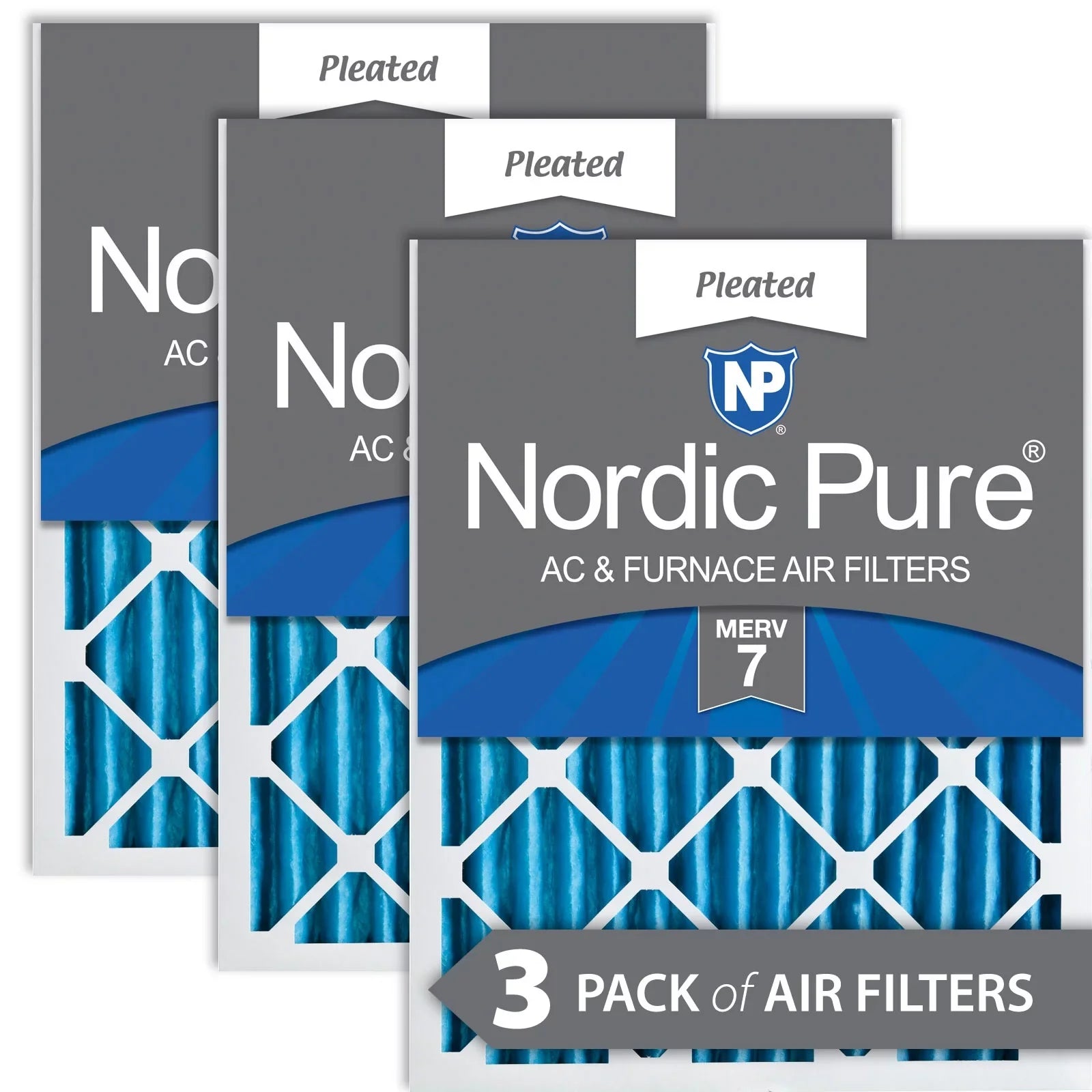 Nordic Pure 16x30x2 Pleated MERV 7 Air Filters 3 Pack