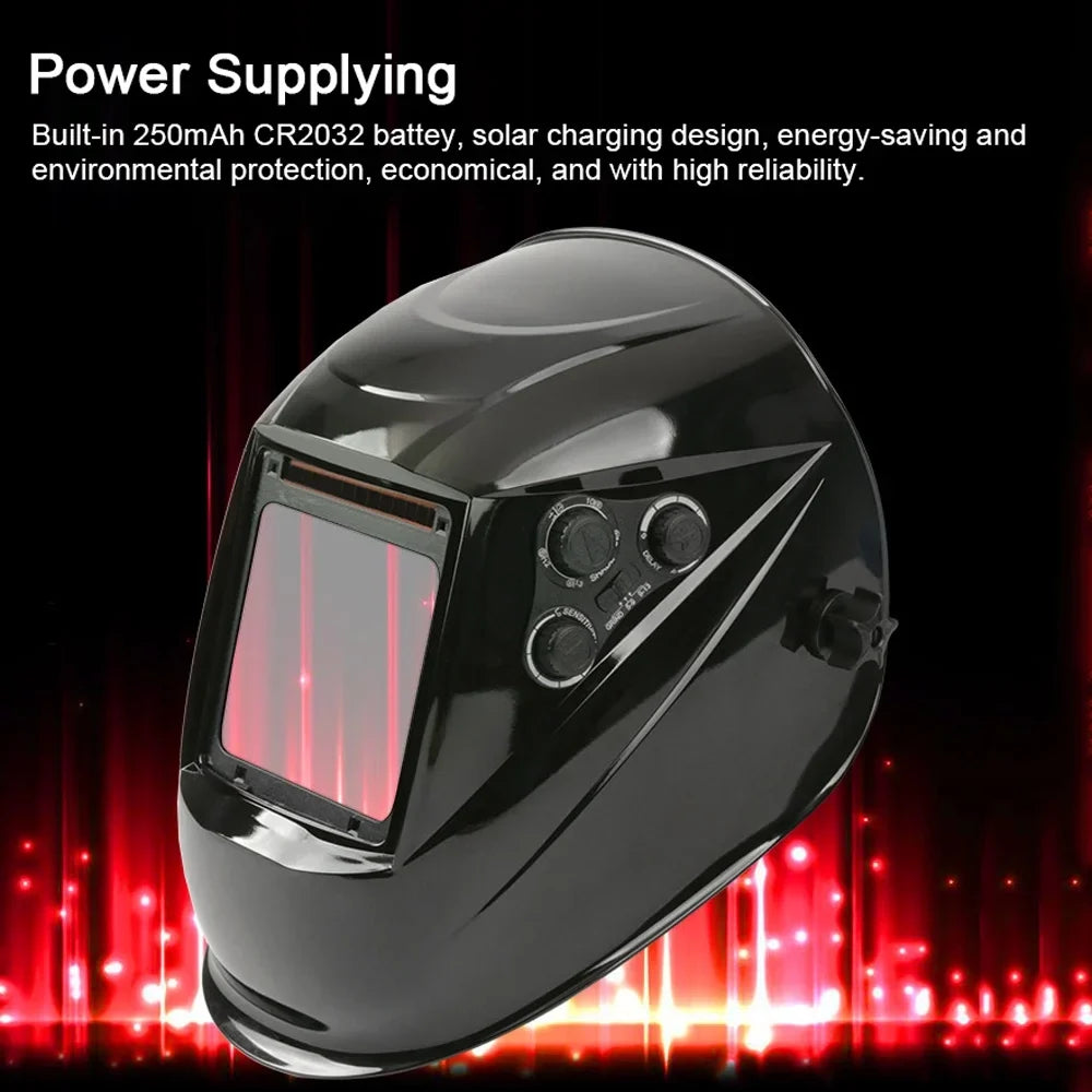 Yabuy Solar Charging Automatic Dimming Welding Large View True Color Welding Facemask 130℃ High Temperature Resistant Auto Darkening Facemask for Arc Welding Grinding Cutting
