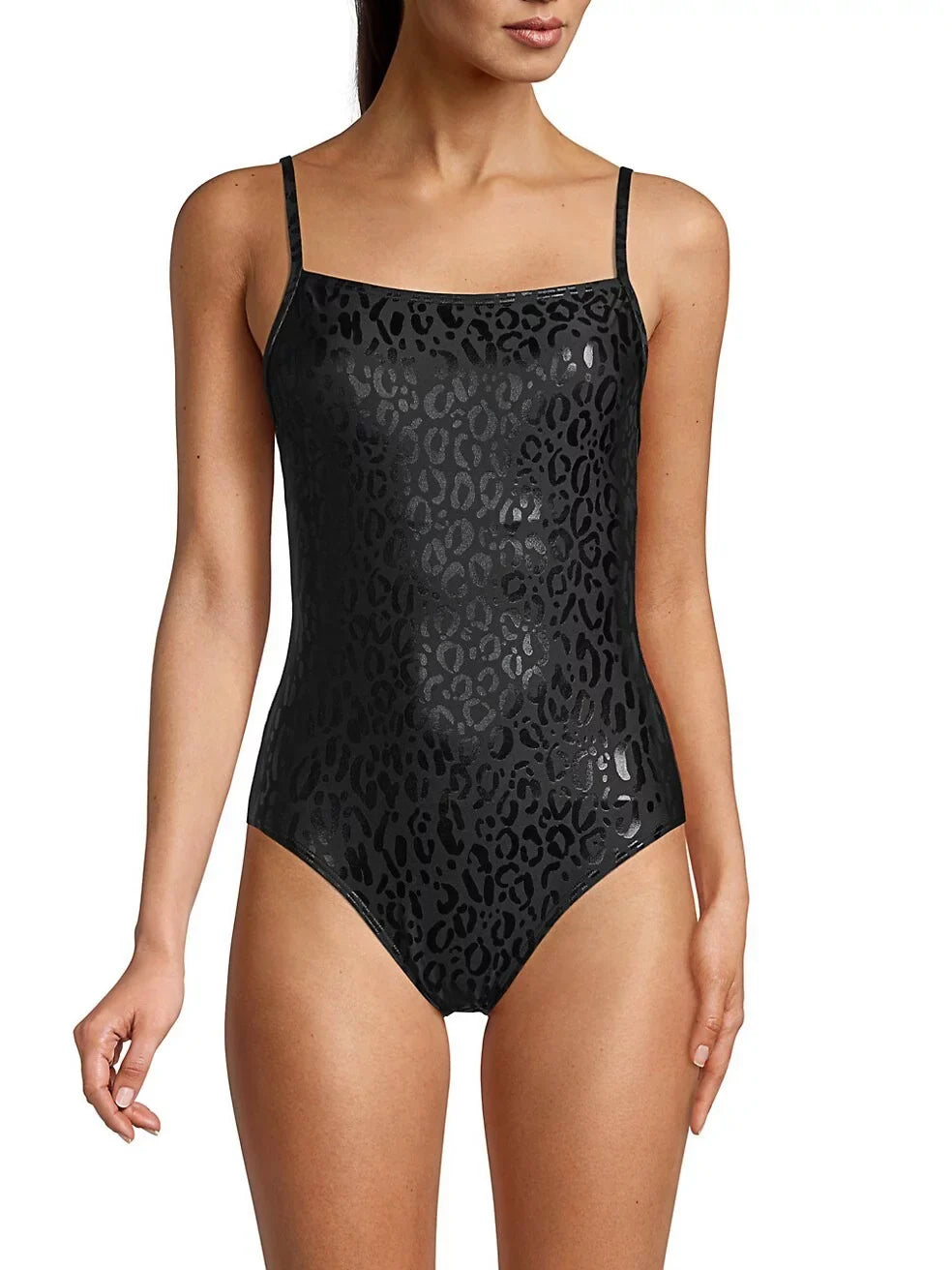 DKNY Dark Leopard-Print One-Piece Swimsuit, US Small