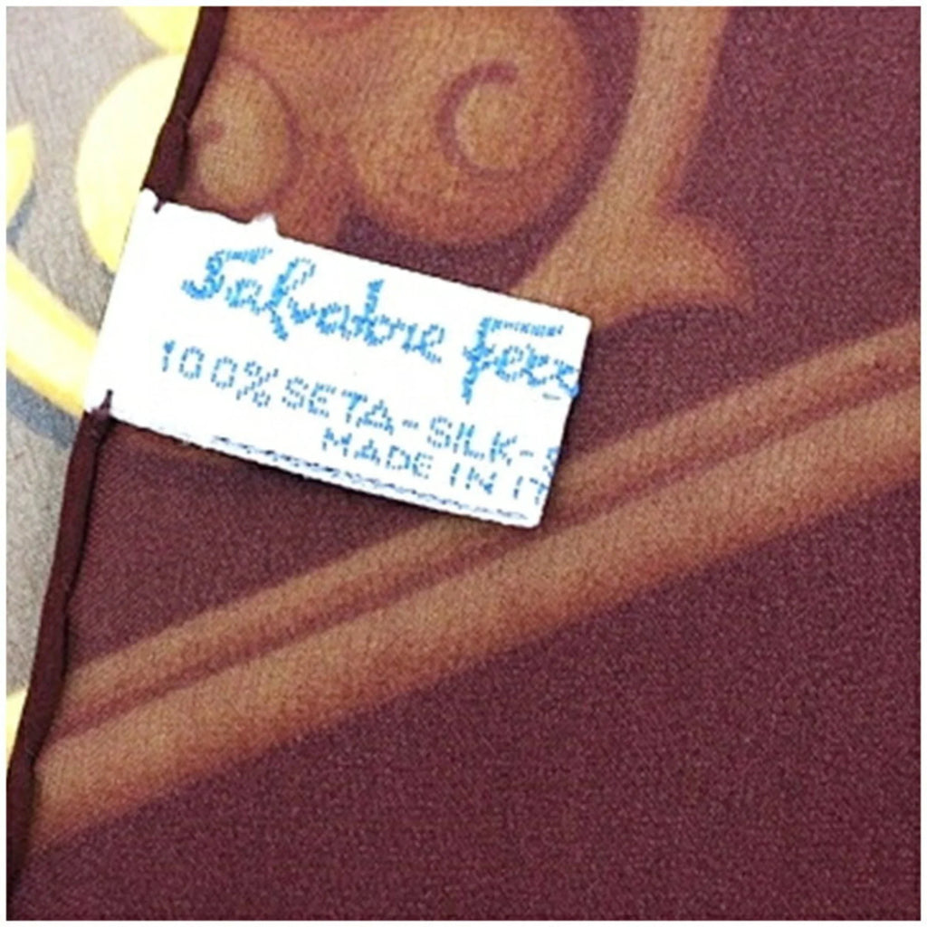 Pre-Owned Salvatore Ferragamo Large Silk Scarf Muffler Tiger Pattern Wine x Beige Women's (Good)