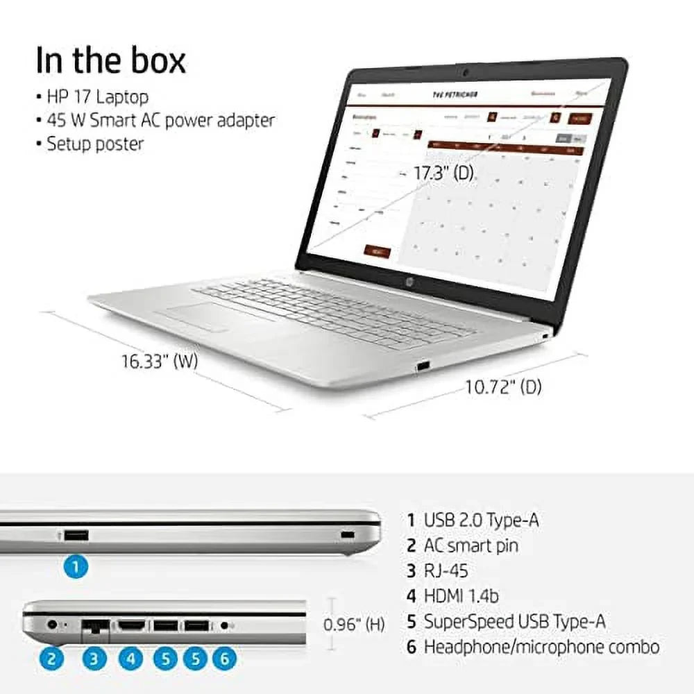 Newest 2021 17.3' FHD Laptop, 11th Core i5-1135G7 (>i7-1065G7), 8GB RAM, 512GB PCIe SSD, Iris Xe Graphics, Webcam, HDMI, Win 11, w/ Accessories, Silver, (17-by4061nr)