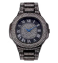 Charles Raymond Blinged Out Oblong Metal Mens Color on Blast Hip Hop Iced Out Wristwatch - 8475Color (ST10235 SDR# Blk Blk Panther)
