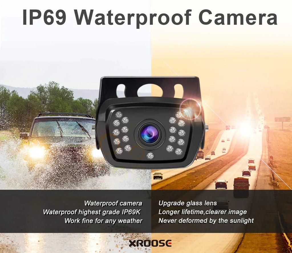 7'' Backup Camera Monitor Car Rear View Backup Camera Waterproof Night Vision HD DVR Recorder xRoose FY01