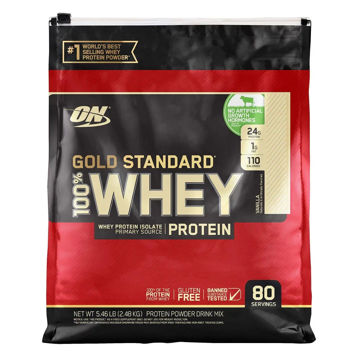 Optimum Nutrition Gold Standard 100% Whey Protein Vanilla, 80 Servings