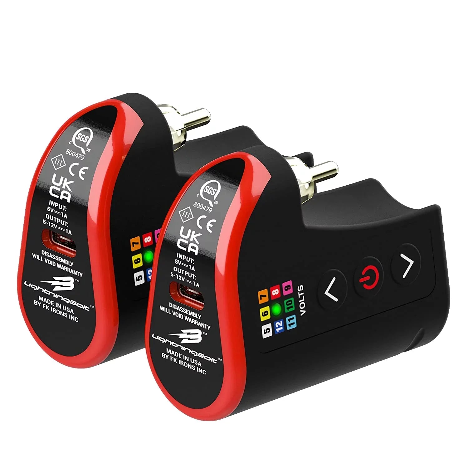 LightningBolt Battery Pack Cordless Tattoo Machine Power Supply 10 Hours Runtime Bluetooth Enabled, 2-Pack