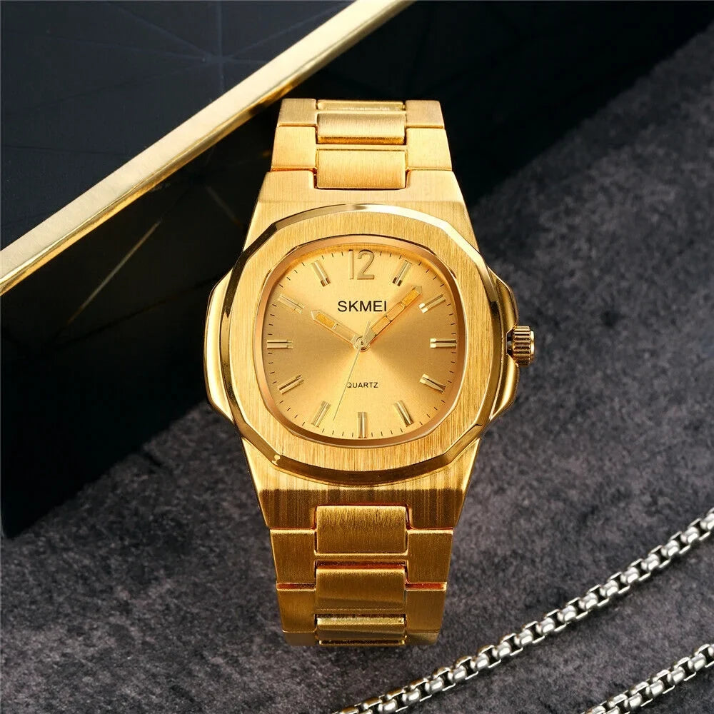 Men Quartz Watch Luxury Gold Steel Male Wristwatch For Business Gift