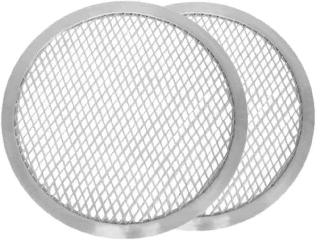 TrueCraftware- Set of 2 Aluminum 12” Pizza Baking Screen Seamless Rim- Bakeware Pizza Screen Round Pizza Pan Tray Round Baking Tray for Home Kitchen Pizzeria & Restaurants