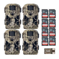 Stealth Cam 2022 G42NG 32MP No-Glow Trail Cameras, Kryptek, & Cards Kit (4-Pack)