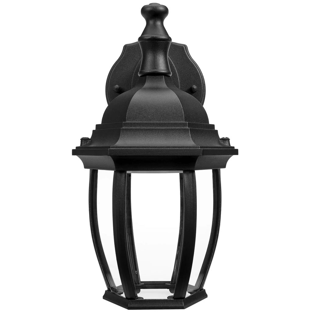 Maxxima LED Outdoor Wall Light - Dark Coach Light Fixture with Clear Glass, Photocell Sensor, 830 Lumens, 3 CCT 3000K/4000K/5000K, Dusk to Dawn Lighting for Porch, Garage, and Front Door