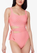 Jessica Simpson FIZZ Sweet Tooth Solids Cutout One-Piece Swimsuit, US Small