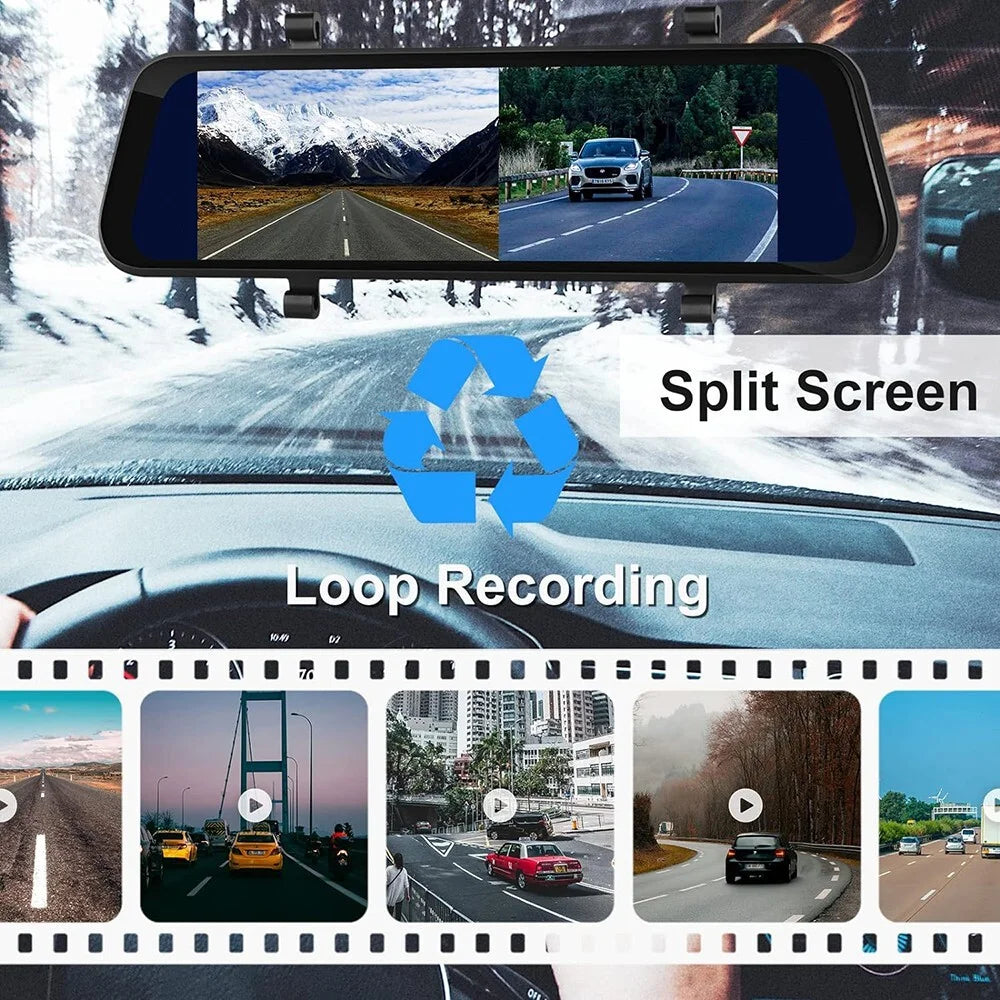 2.5K Mirror Dash Cam, 10" Rear View Mirror Camera, 1440P Front and 1080P Rear Camera with WiFi, Night Vision, Parking Assistance, Free 32GB Card