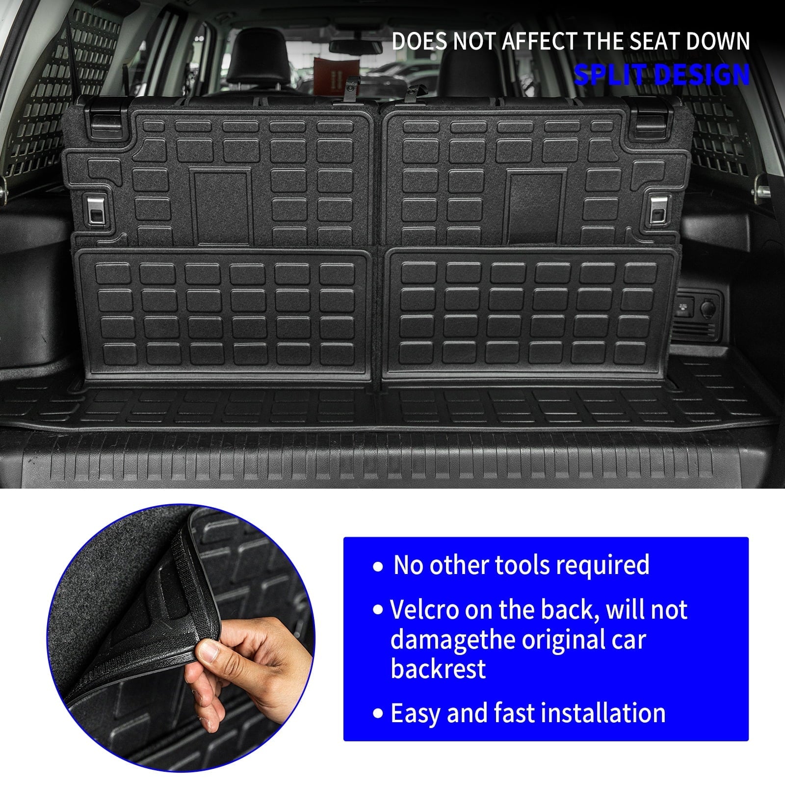 Fit 2010-2023 4Runner 7 Seats Trunk Mat Cargo Liner Accessories (3rd Row Backrest Mats+Trunk Mat)
