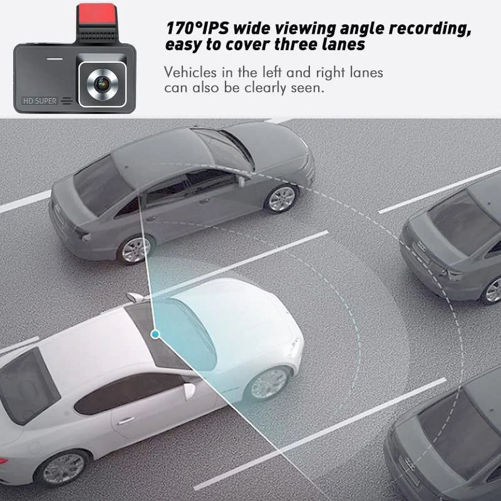Bileeko Car DVR 4" 1080P Dual Lens Dash Cam Video Recorder Camera for Car Pickup Truck SUV RV Van