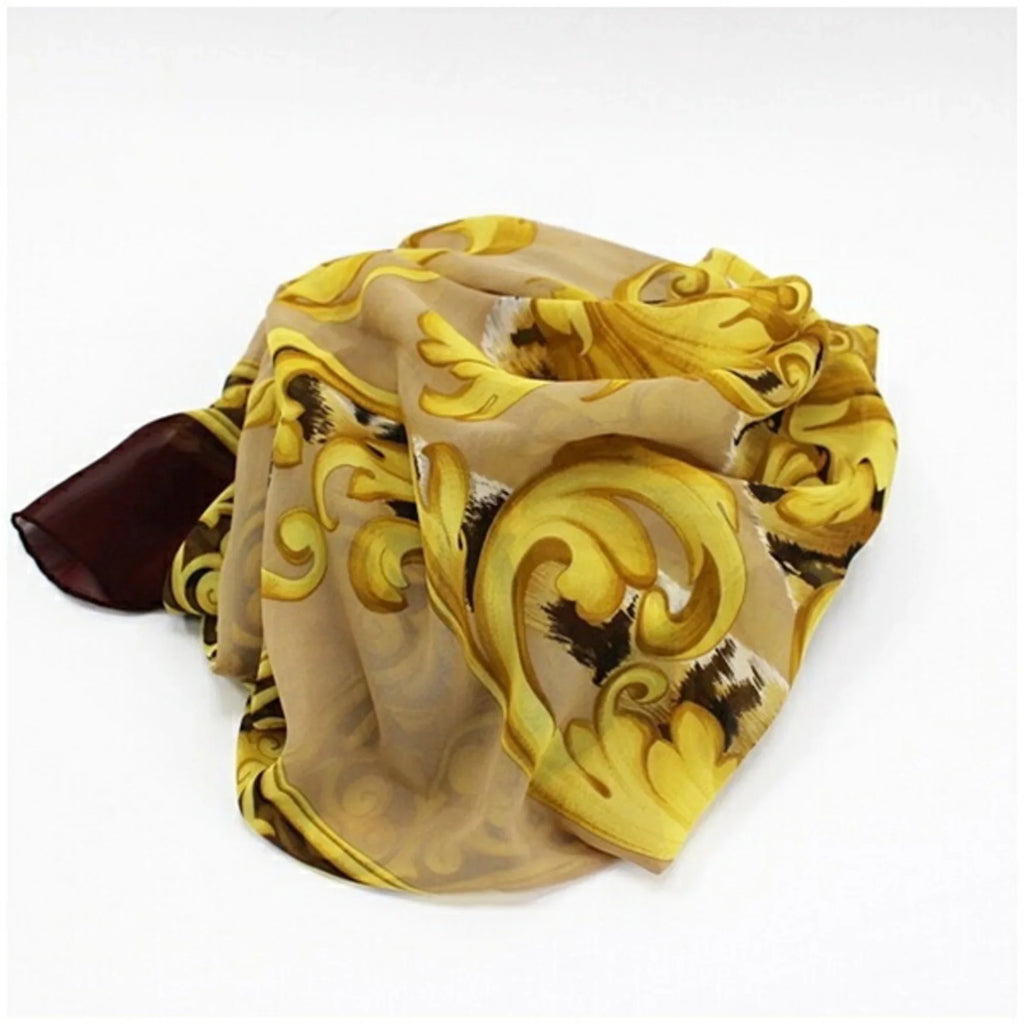 Pre-Owned Salvatore Ferragamo Large Silk Scarf Muffler Tiger Pattern Wine x Beige Women's (Good)