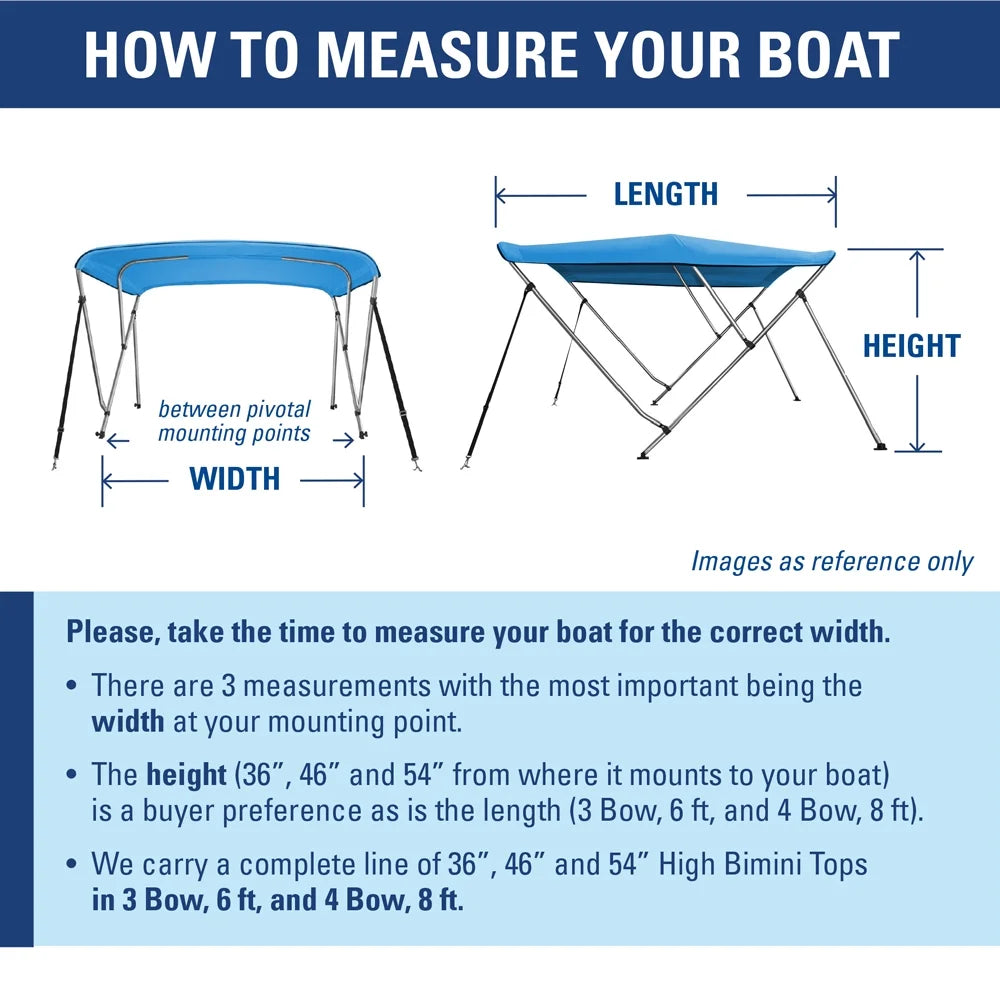 Bimini Top Boat Cover 54" H X 79"-84" W 6' Long 3 Bow Gray