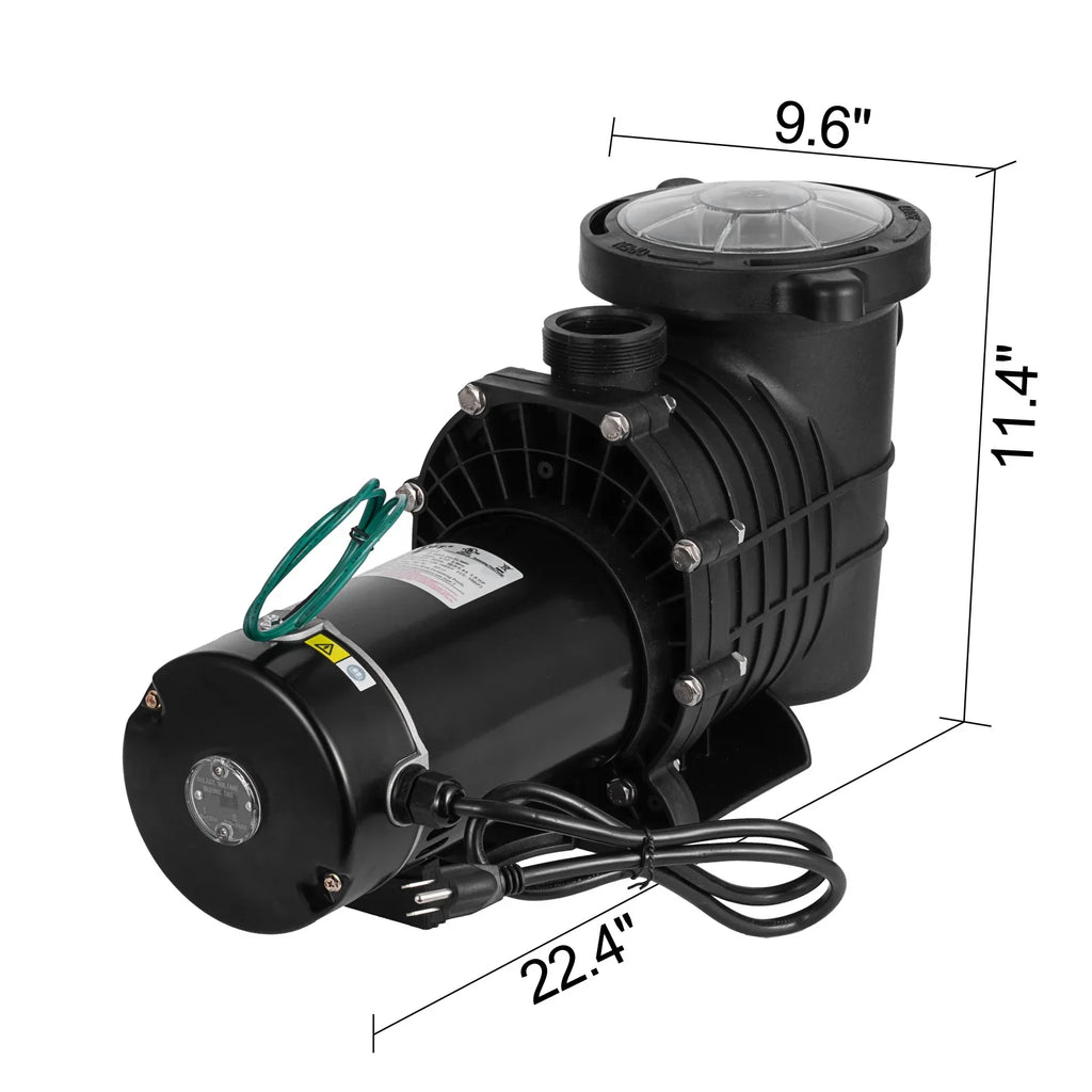 SHZOND 1.5 Swimming Pool Pump, Dual Voltage 115/230V High Flow Pool Pump, 108 GPM Above Ground Pool Pump wIth Large Strainer Basket, 2Pcs 1-1/2NPT Connectors