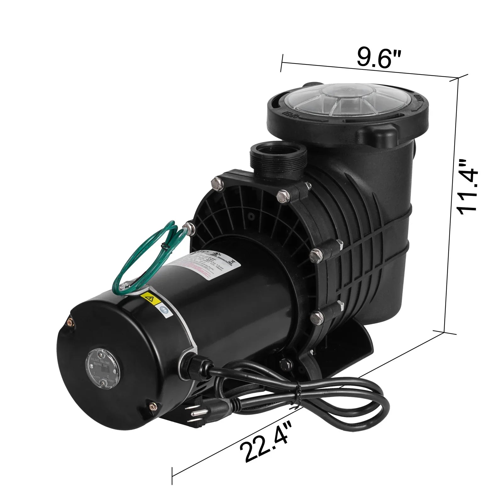 SHZOND 1.5 Swimming Pool Pump, Dual Voltage 115/230V High Flow Pool Pump, 108 GPM Above Ground Pool Pump wIth Large Strainer Basket, 2Pcs 1-1/2NPT Connectors