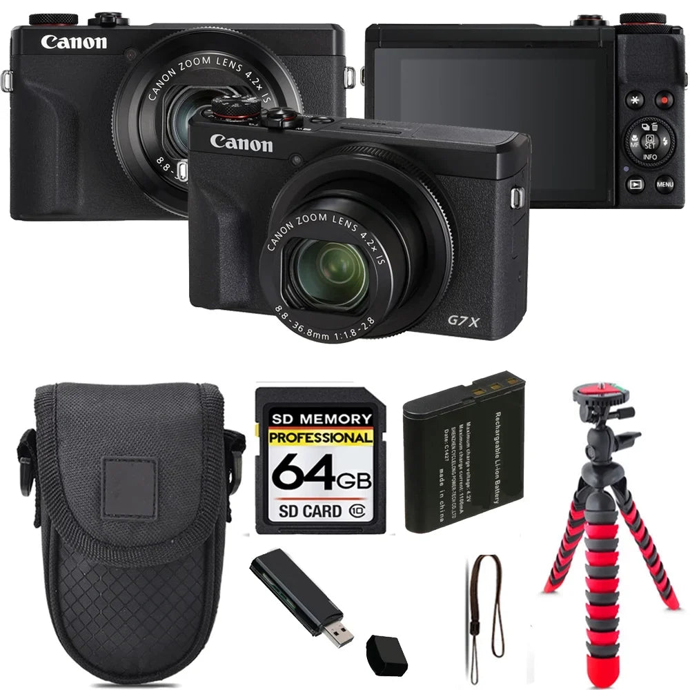 PowerShot G7 X Mark III Digital Camera Jet + Tripod + Case - 64GB Kit
