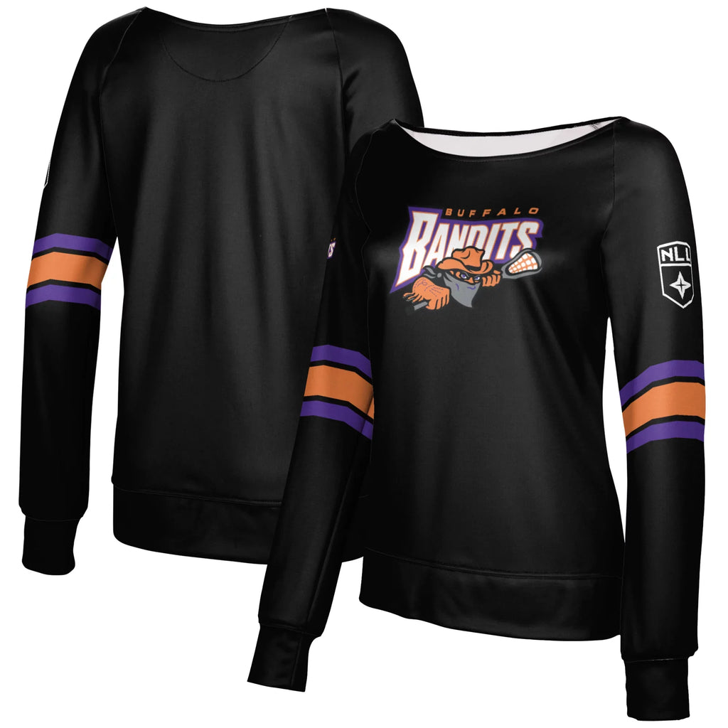 Girls Youth Epoch Lacrosse Ebony Buffalo Bandits Boat Neck Pullover Sweatshirt