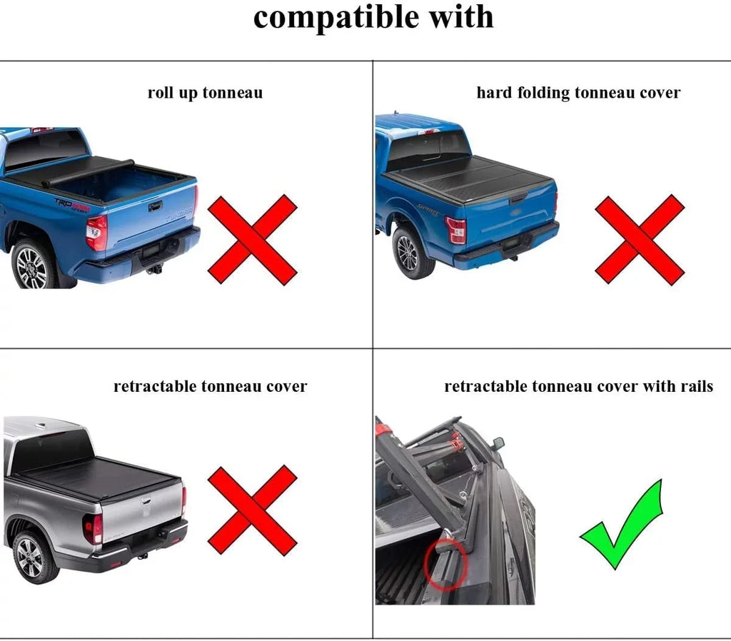 ROSY PIXEL Universal Extendable Pick-Up Truck Rack Bed Rack Aluminum for Tonneau Cover with T-Slot Rail