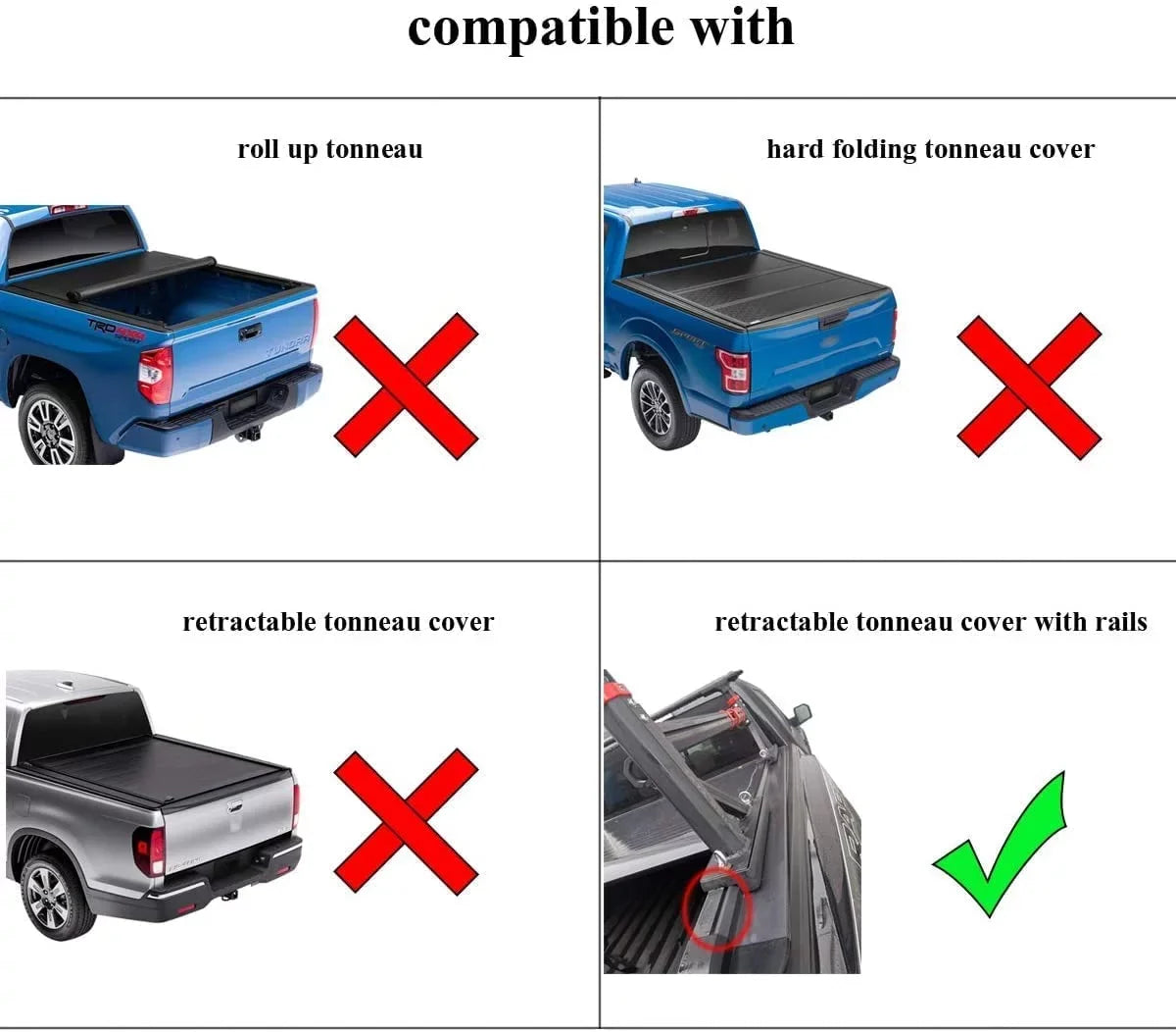 ROSY PIXEL Universal Extendable Pick-Up Truck Rack Bed Rack Aluminum for Tonneau Cover with T-Slot Rail