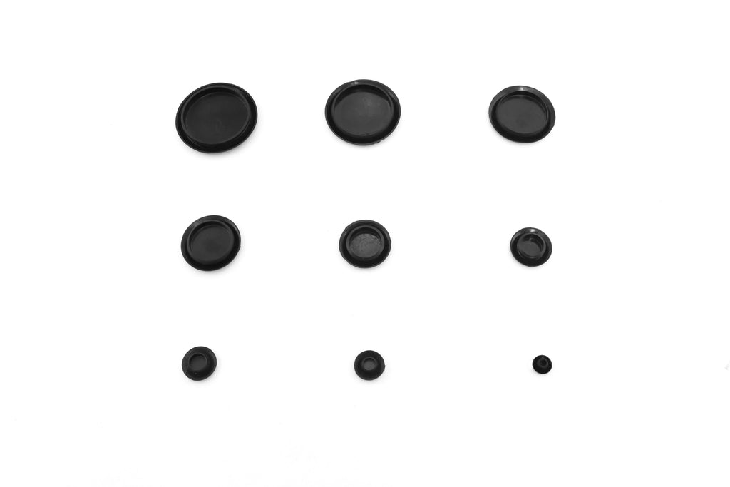 Red Hound Auto 1000 Piece Flush Mount Ebony Hole Plug Assortment for Auto Body and Sheet Metal Assorted Sizes for 1/4, 3/8, 1/2, 3/4, 1, 1-1/4, 1-1/2, 1-3/4 and 2 Inch Holes