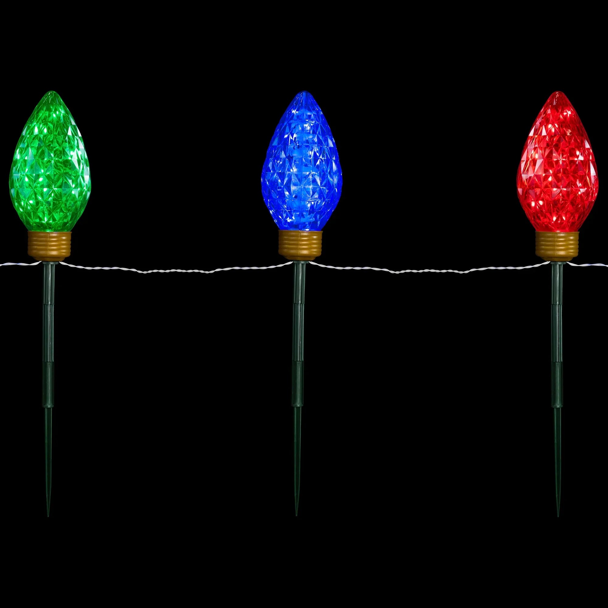 Northlight 3ct LED Lighted Multi-Color C9 Christmas Pathway Marker Lawn Stakes - 3 ft